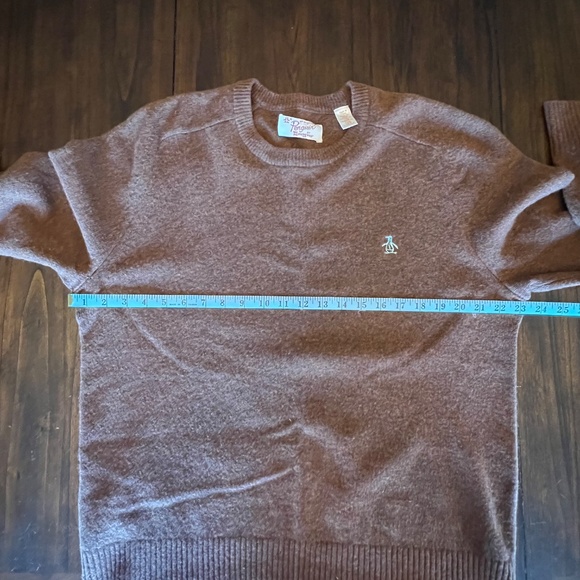 Original Penguin by Munsingwear 100% Lambswool V-neck Brown Sweater, Size XXL - Picture 9 of 10